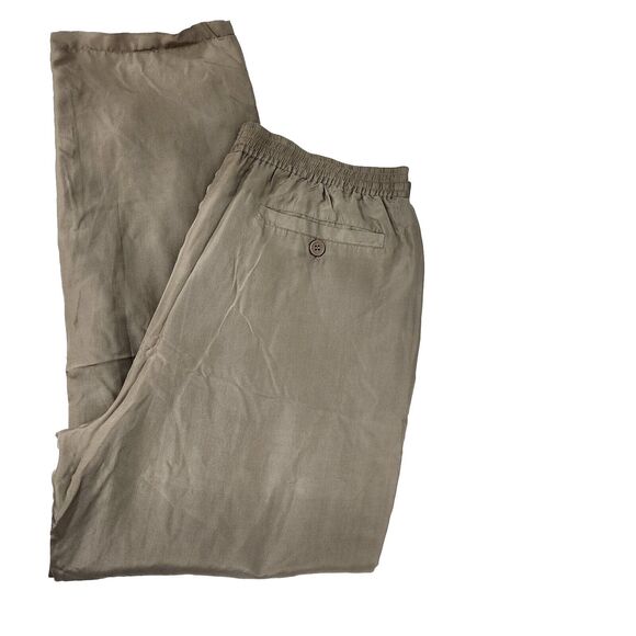 Personal Choice Womens Pants Size Large Tan 100% Silk Pull On Drawstring Lined - Picture 3 of 8